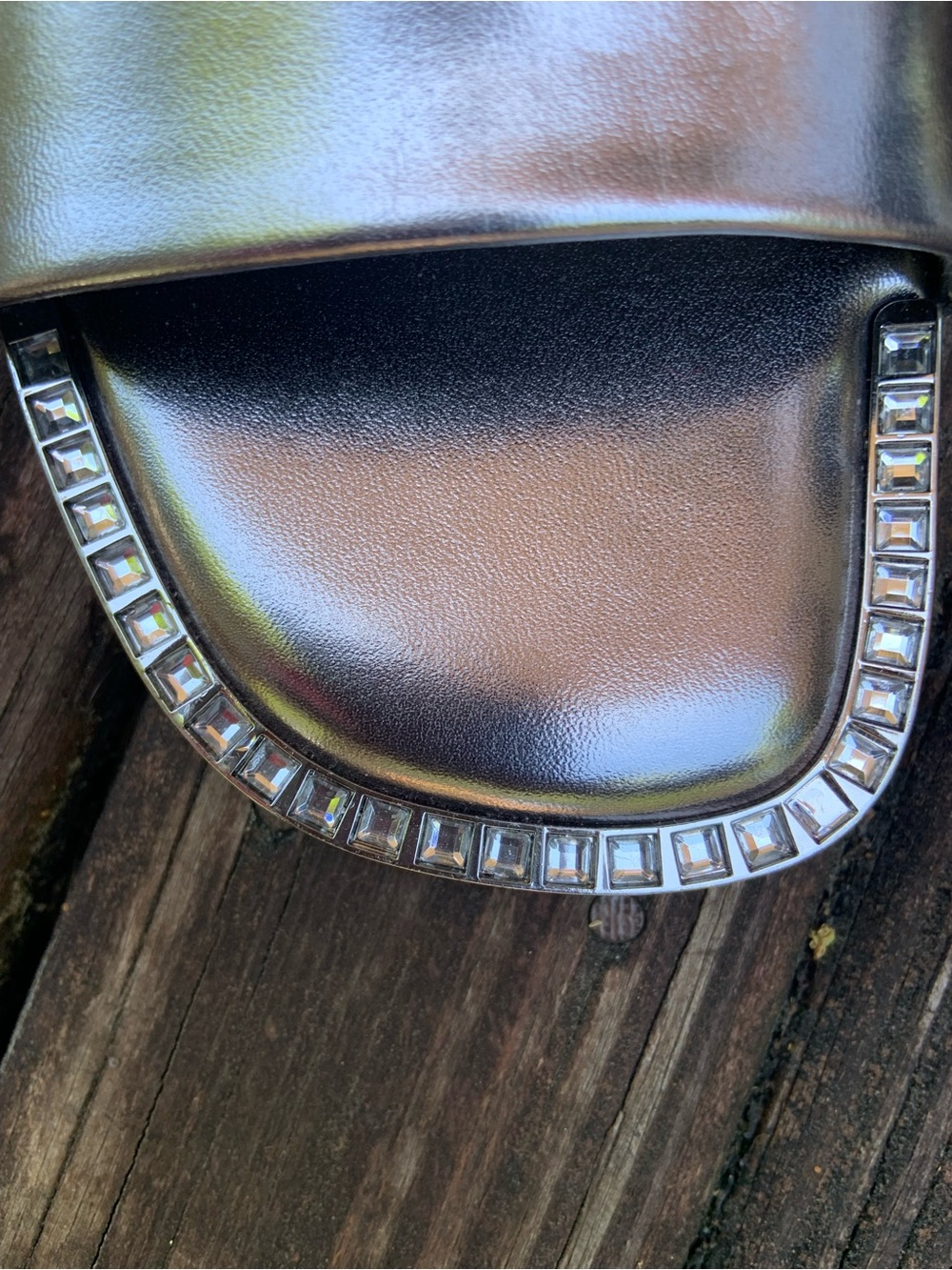 DKNY NWT Metallic Silver Slide Mules with Rhinestone Trim
Size 7.5 - Picture 7 of 7